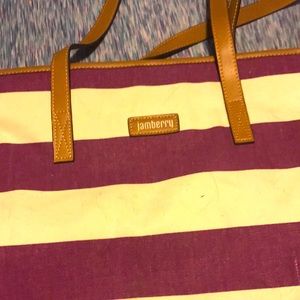 Purple and white striped jamberry bag